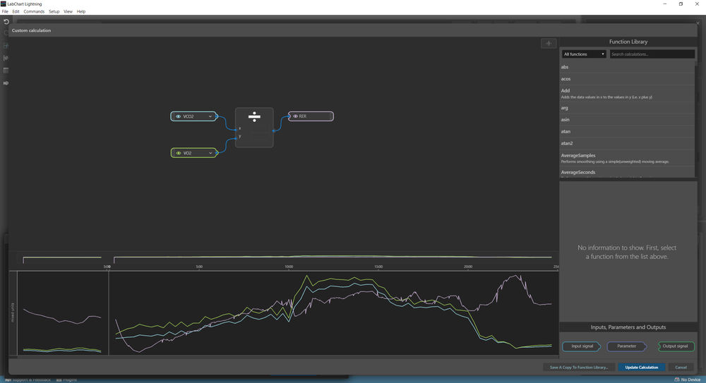Calculation for RER LabChart Lightning